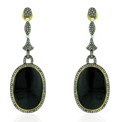 Diamond 18k Gold Sterling Silver Dangle Enamel Earrings Fashion Jewelry