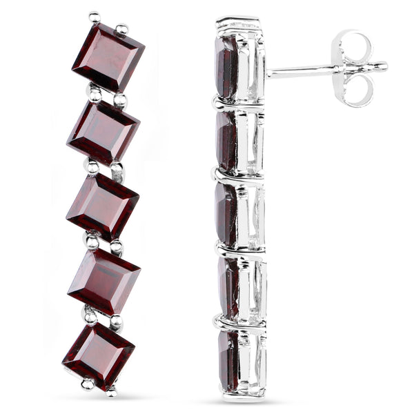 8.00 Carat Genuine Garnet .925 Sterling Silver Earrings