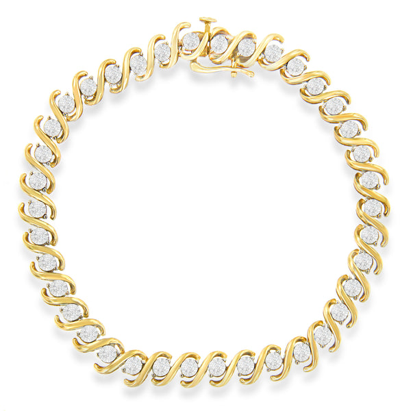Yellow Plated Sterling Silver Round-Cut Diamond Bracelet (0.5 cttw, H-I Color, I2-I3 Clarity)