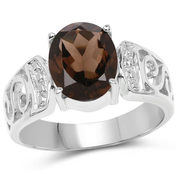 2.30 Carat Genuine Smoky Quartz .925 Sterling Silver Ring