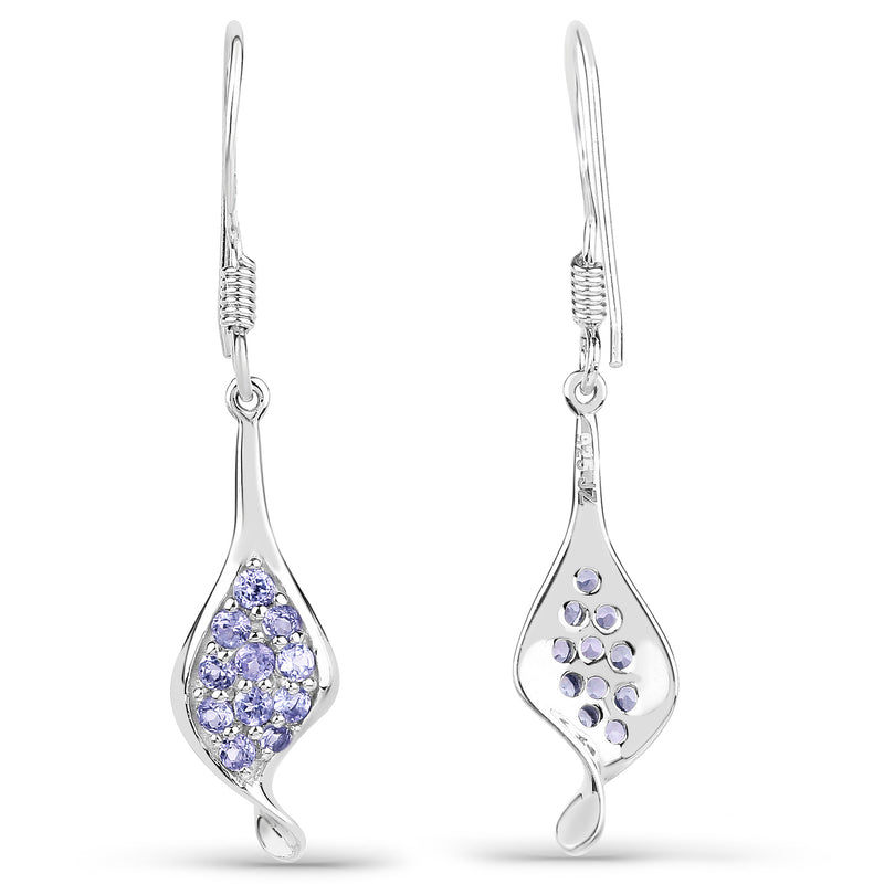 0.75 Carat Genuine Tanzanite .925 Sterling Silver Earrings