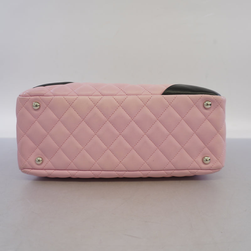 Auth Chanel Ligne Cambon Shoulder Bag Womens Leather HandbagShoulder Bag Pink
