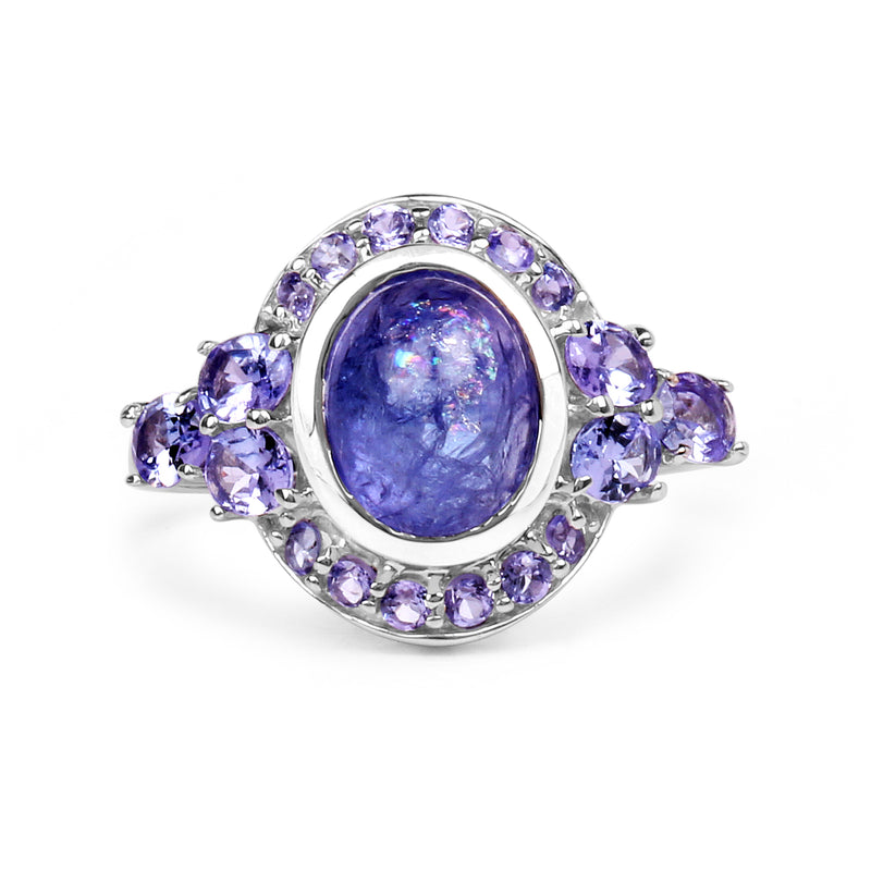 3.83 Carat Genuine Tanzanite .925 Sterling Silver Ring