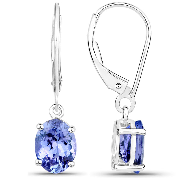 2.80 Carat Genuine Tanzanite 14K White Gold Earrings