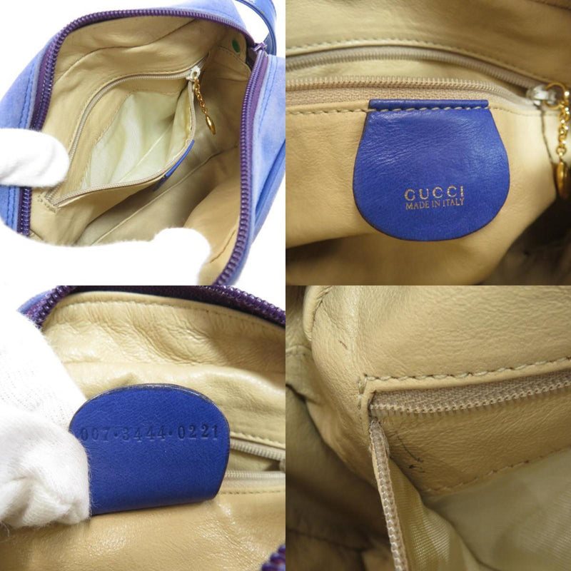 Gucci 007 3444 0221 metal fittings motif shoulder bag suede ladies GUCCI