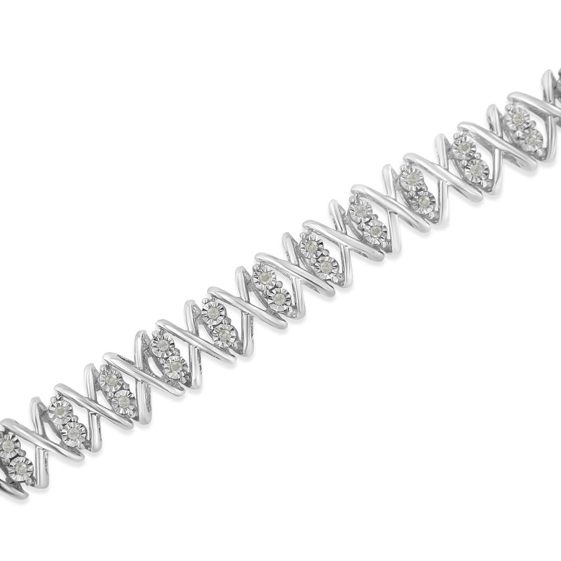 Sterling Silver rose-cut Diamond X-Link Bracelet (1 cttw, I-J Color, I2-I3 Clarity)