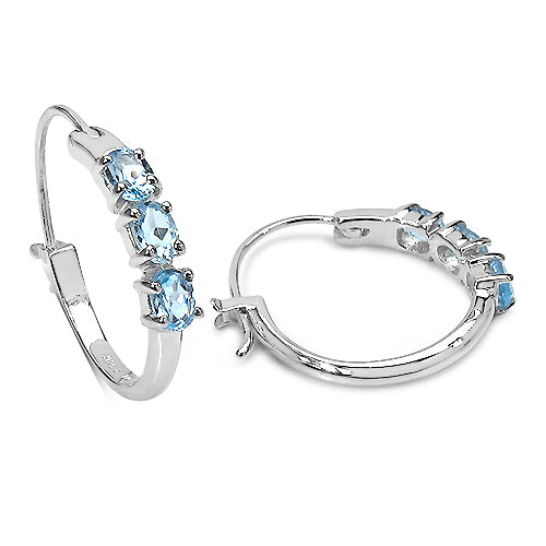 1.20 Carat Genuine Blue Topaz .925 Sterling Silver Earrings