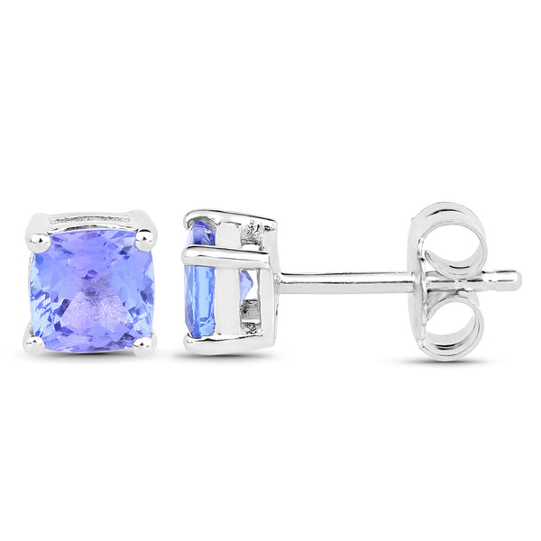 1.10 Carat Genuine Tanzanite .925 Sterling Silver Earrings