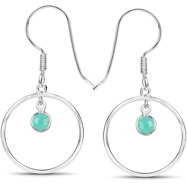 0.48 Carat Genuine Emerald .925 Sterling Silver Earrings