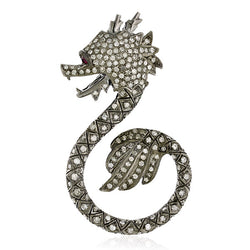 Pave Diamond Gemstone 18k Gold 925 Sterling Silver Dragon Pendant Jewelry