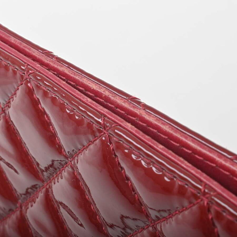 CHANEL Patent Matelasse Coco Mark Chain Tote Bag Red