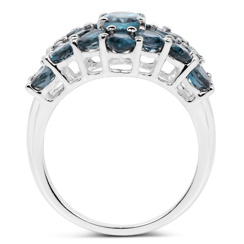 4.24 Carat Genuine London Blue Topaz .925 Sterling Silver Ring