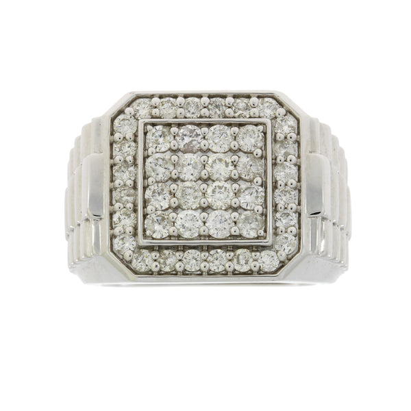 Genuine 2.00ct Diamond Mens Ring 10KT White Gold