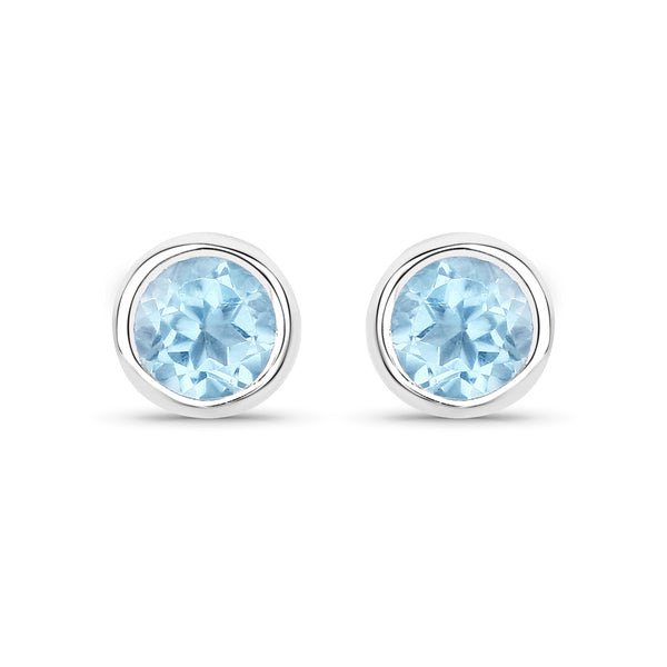 1.20 Carat Genuine Blue Topaz .925 Sterling Silver Earrings