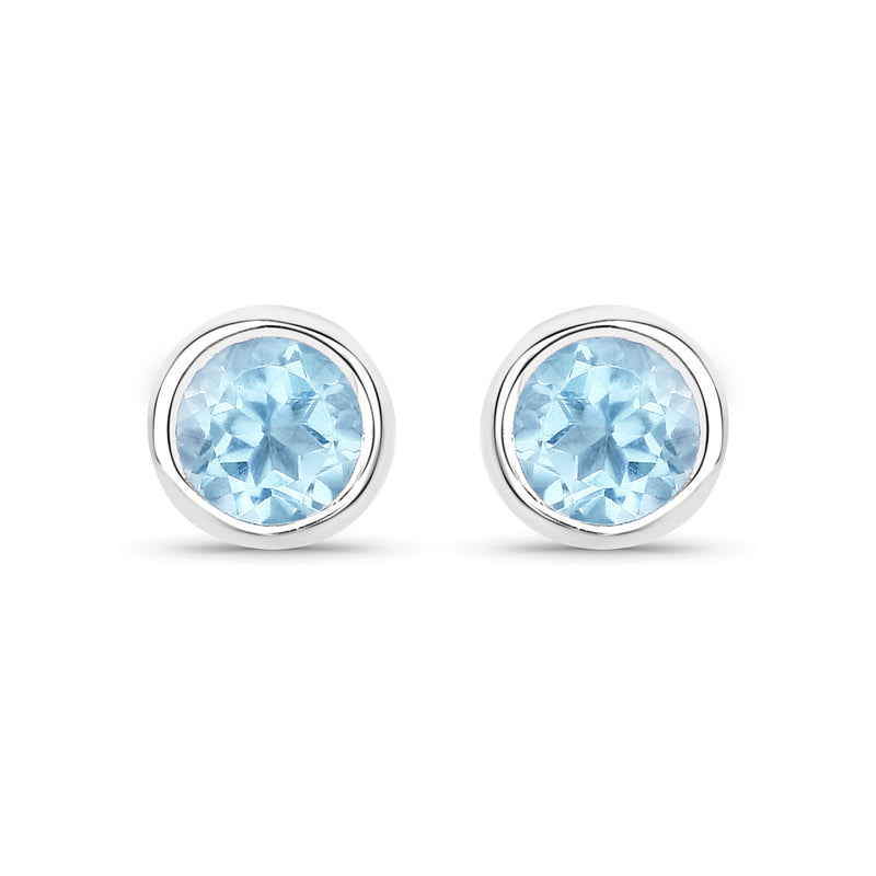 1.20 Carat Genuine Blue Topaz .925 Sterling Silver Earrings