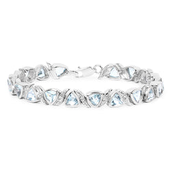 10.03 Carat Genuine Blue Topaz and White Topaz .925 Sterling Silver Bracelet