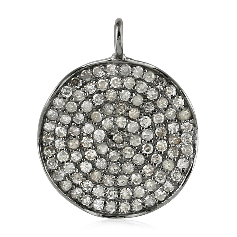 Natural Pave Diamond 925 Sterling Silver Charm Pendant Jewelry For Gift