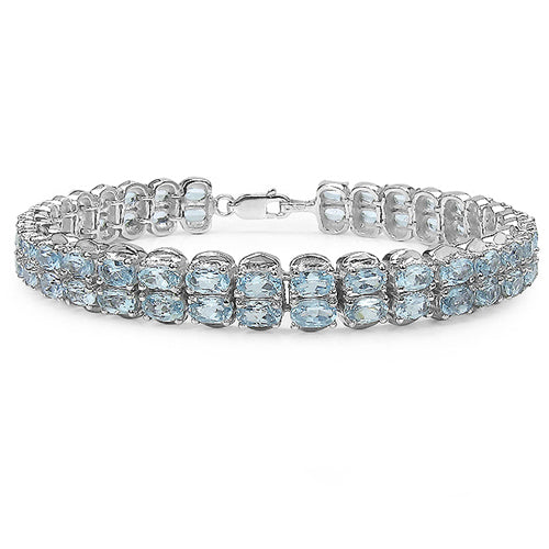 18.00 Carat Genuine Blue Topaz .925 Sterling Silver Bracelet