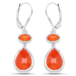 7.42 Carat Genuine Carnelian .925 Sterling Silver Earrings