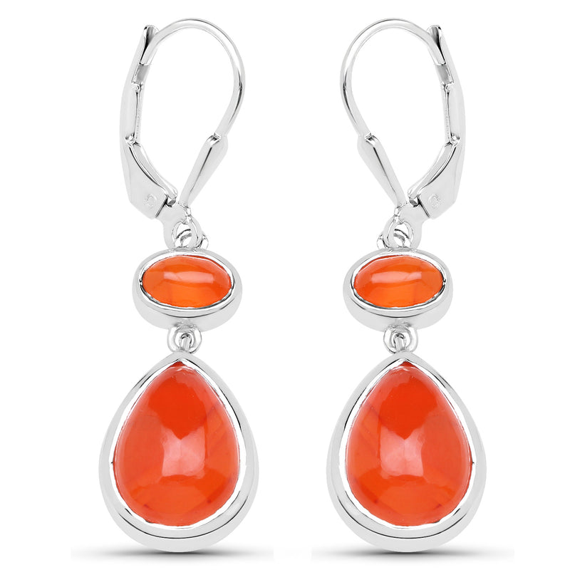 7.42 Carat Genuine Carnelian .925 Sterling Silver Earrings