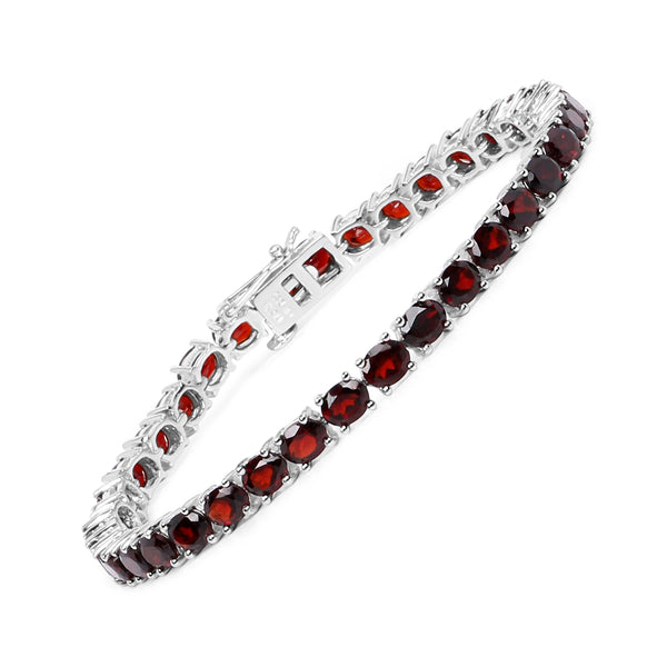 18.00 Carat Genuine Garnet .925 Sterling Silver Bracelet