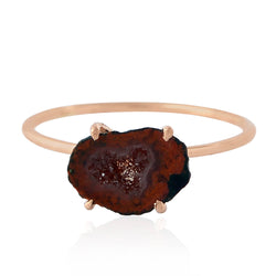 1.5ct Natural Geode Cocktail Ring 14k Rose Gold Jewelry