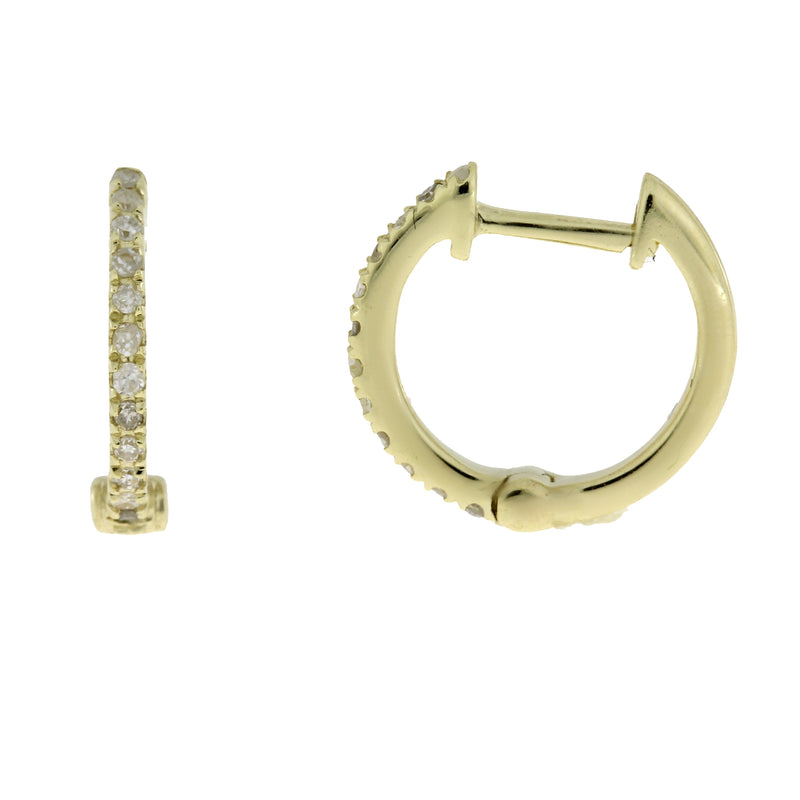 Genuine .12ct Diamond Hoop Earrings 10KT Yellow Gold