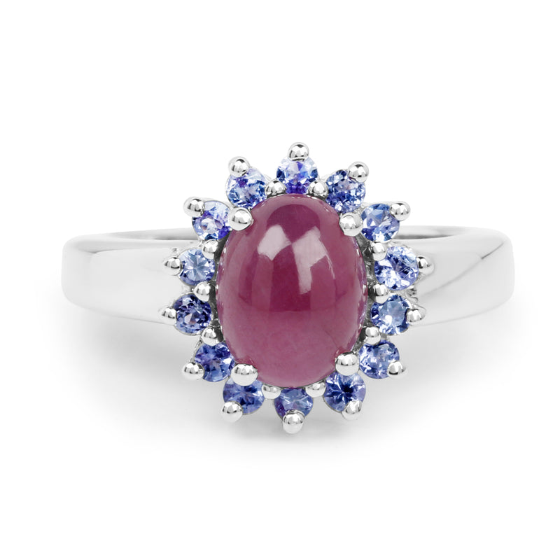 3.59 Carat Genuine Ruby & Tanzanite .925 Sterling Silver Ring