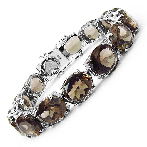 69.15 Carat Genuine Smoky Quartz .925 Sterling Silver Bracelet