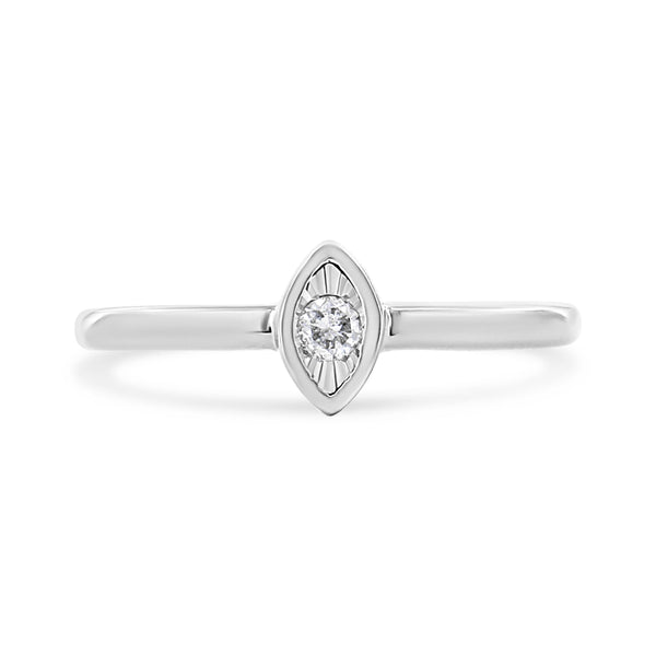 .925 Sterling Silver 1/20 Cttw Diamond Marquise Shaped Promise Ring (J-K Color, I1-I2 Clarity) - Size 6