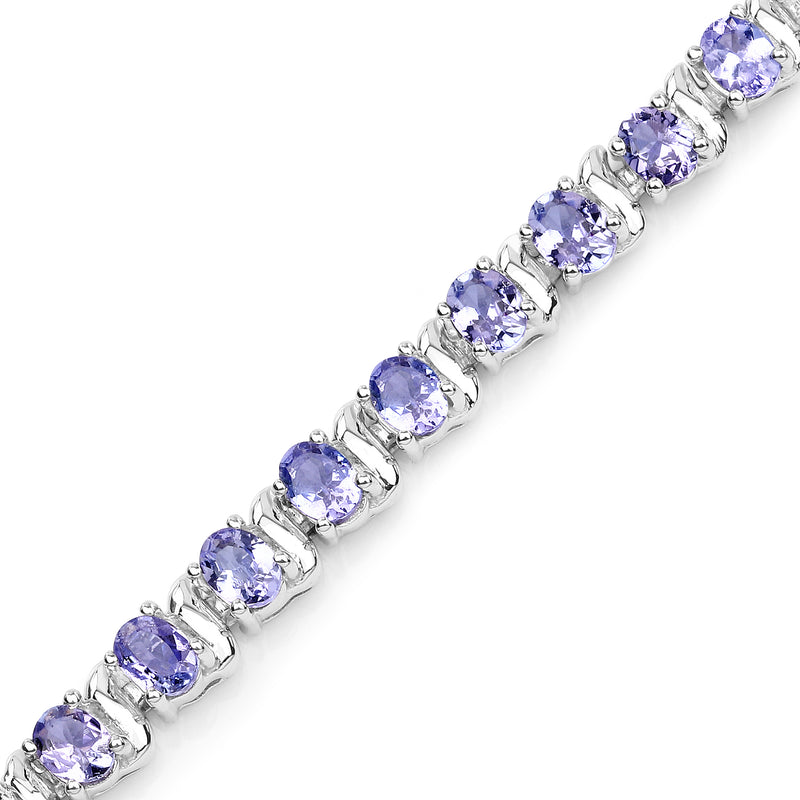 6.46 Carat Genuine Tanzanite .925 Sterling Silver Bracelet