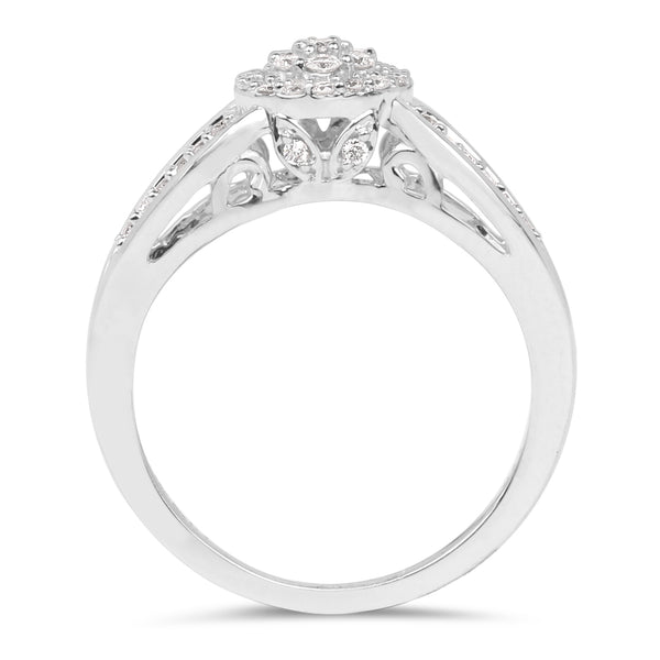 0.25 Carat Genuine White Diamond 14K White Gold Ring (E-F Color, SI Clarity)