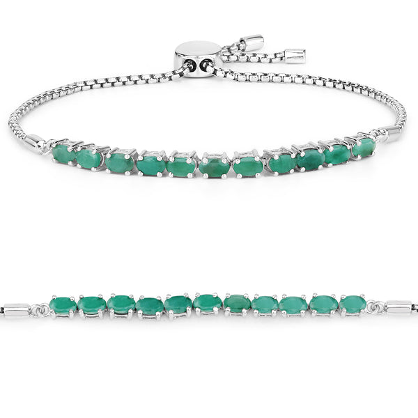 2.20 Carat Genuine Emerald Sterling Silver Bracelet