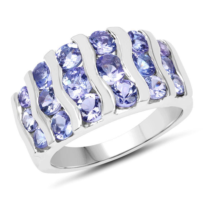 2.40 Carat Genuine Tanzanite .925 Sterling Silver Ring