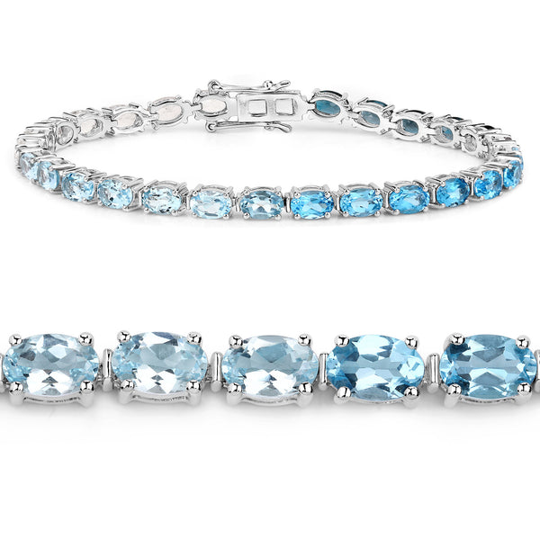 14.77 Carat Genuine Multi Stones .925 Sterling Silver Bracelet