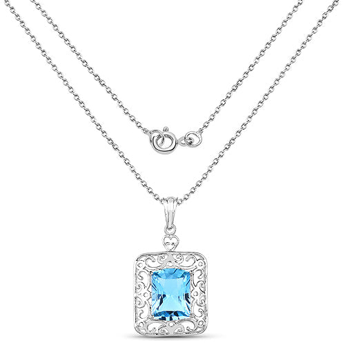 10.63 Carat Genuine Swiss Blue Topaz .925 Sterling Silver Pendant