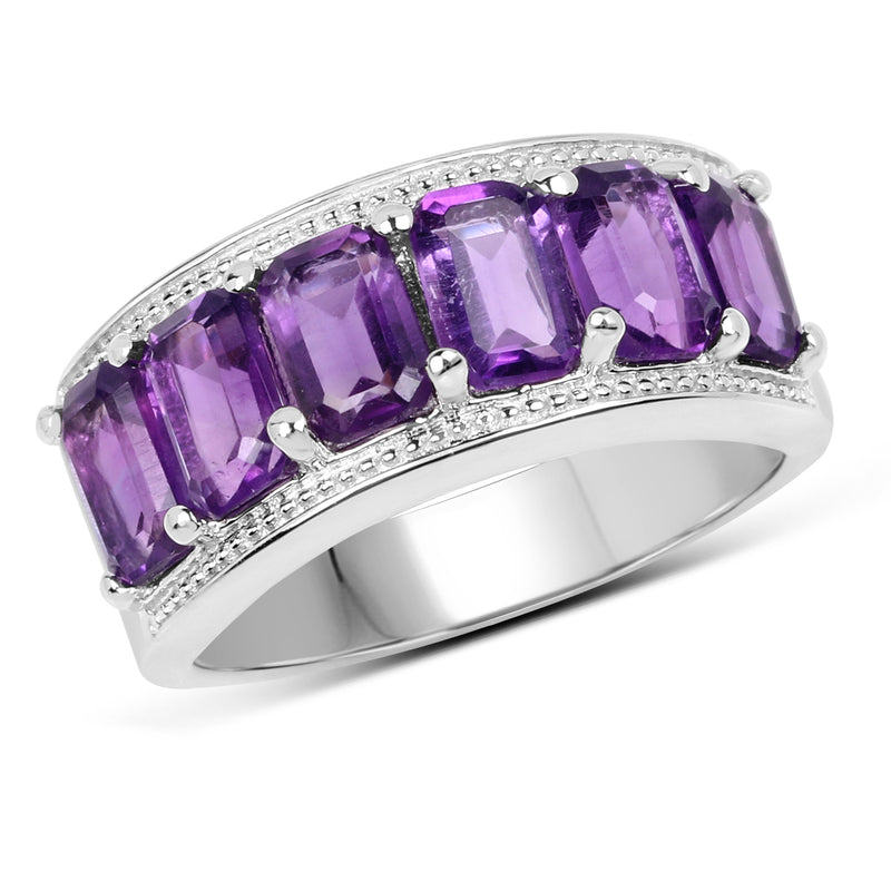 3.30 Carat Genuine Amethyst .925 Sterling Silver Ring