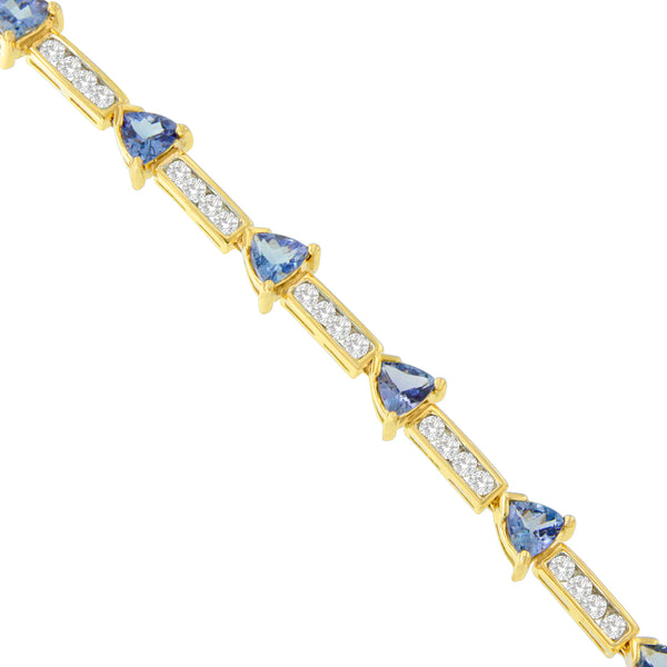 14K Yellow Gold 1 3/4ct TDW Diamond   Tanzanite Link  Bracelet (H-I I1-I2)