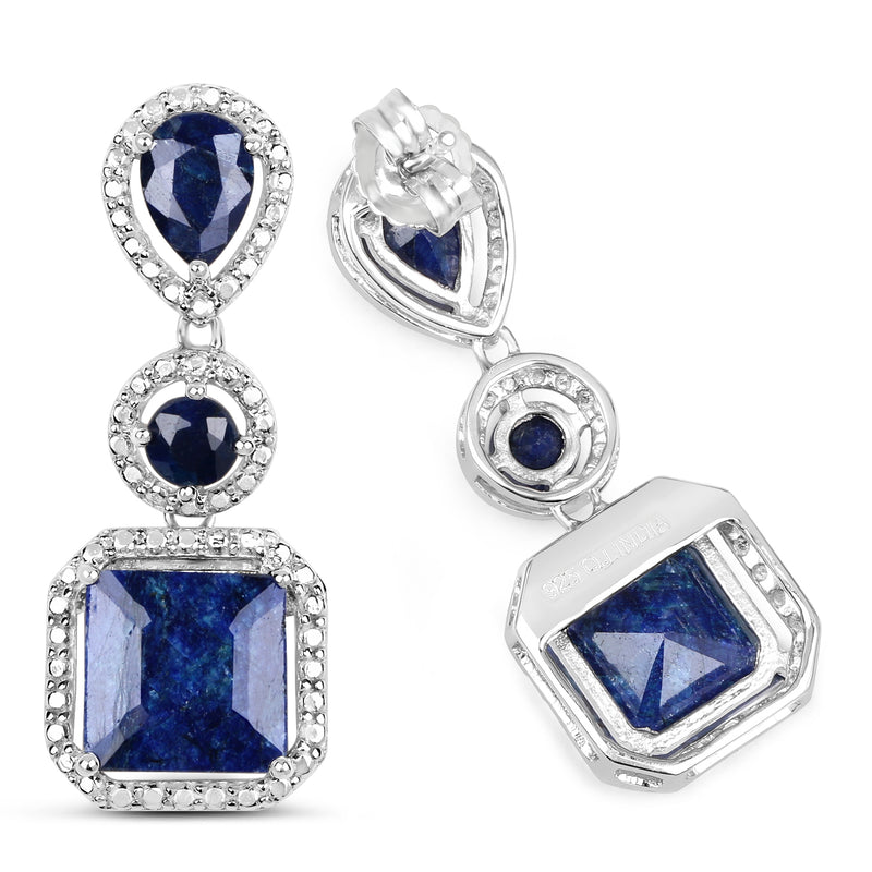 11.62 Carat Dyed Sapphire .925 Sterling Silver Earrings