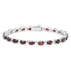 14K White Gold Plated 12.24 Carat Genuine Garnet Sterling Silver Bracelet