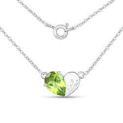 1.35 Carat Genuine Peridot .925 Sterling Silver Pendant