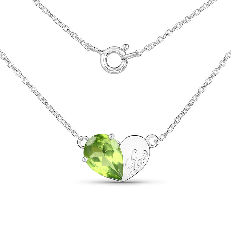 1.35 Carat Genuine Peridot .925 Sterling Silver Pendant