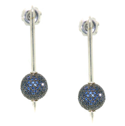 Natural Sapphire Dangle Earrings 14k White Gold Jewelry