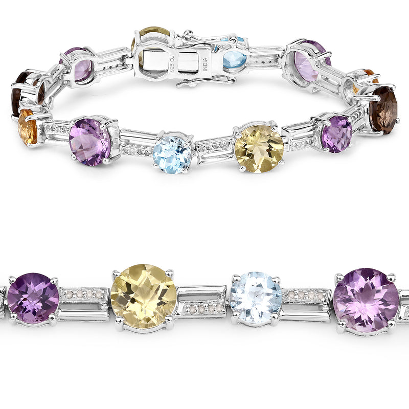 26.74 Carat Genuine Multi Stones .925 Sterling Silver Bracelet