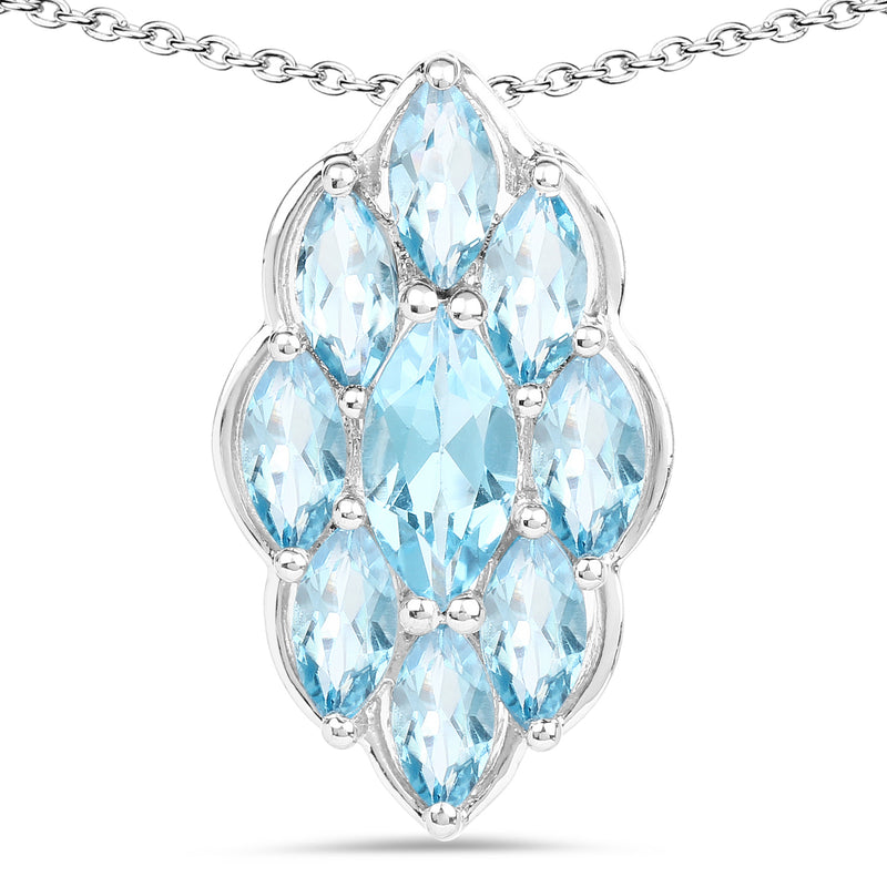 4.77 Carat Genuine Swiss Blue Topaz .925 Sterling Silver Pendant