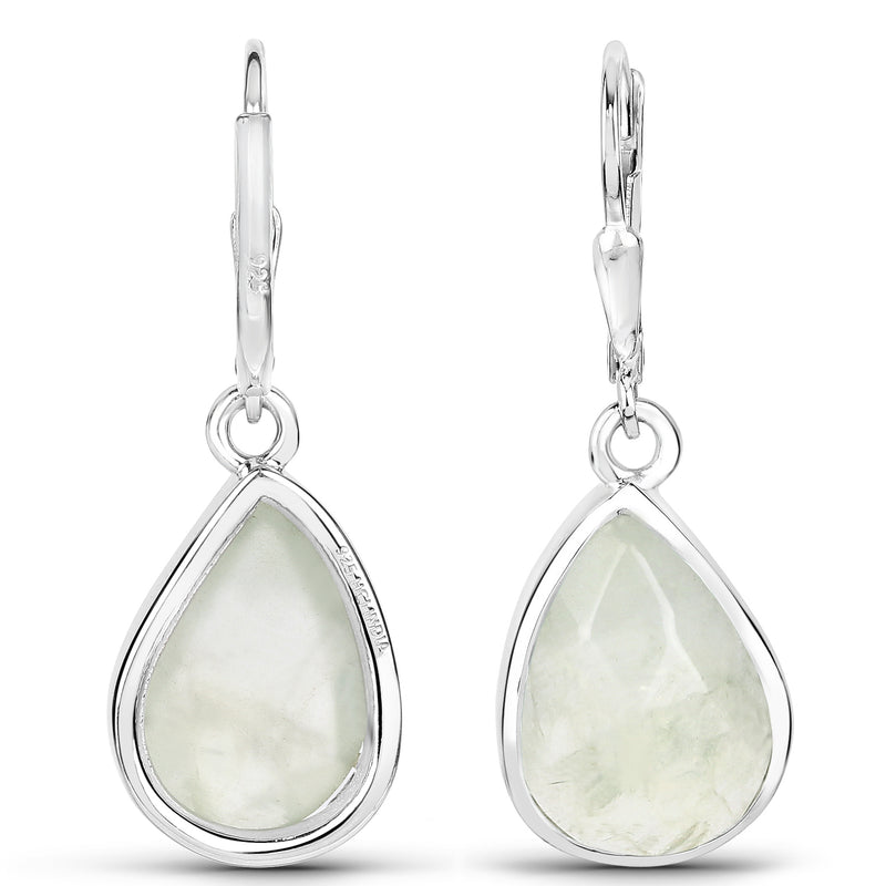 8.90 Carat Genuine Prehnite .925 Sterling Silver Earrings