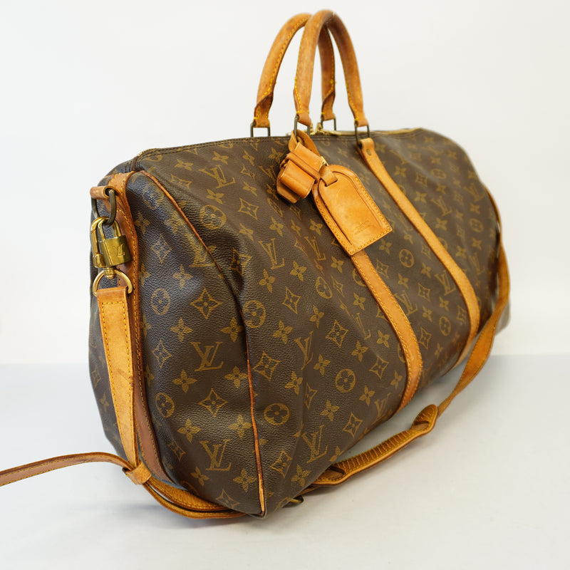 Auth Louis Vuitton Boston Bag Monogram Keepall Bandolier 50 M41416 Unisex