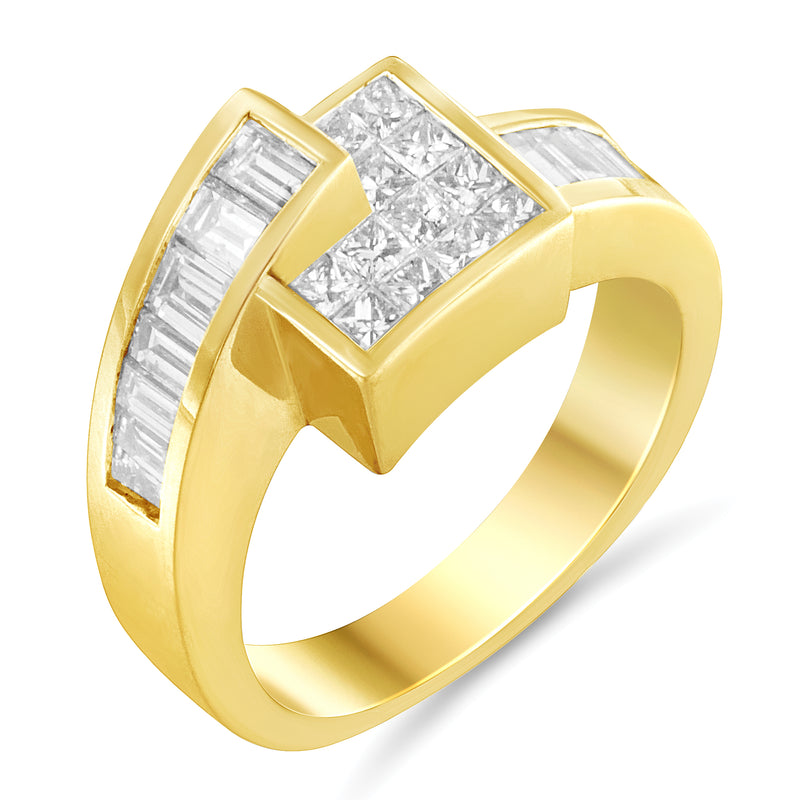14K Yellow Gold 1 1/2ct TDW Princess and Baguette-cut Diamond Ring (G-H SI2-I1)