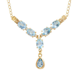 8.25 TW CTS BLUE TOPAZ & WHITE TOPAZ 18K GOLD PLATED DESIGNER NECKLACE SIZE 19 INCHES