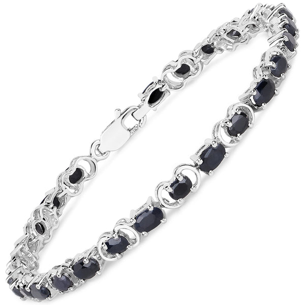 7.41 Carat Genuine Black Sapphire .925 Sterling Silver Bracelet